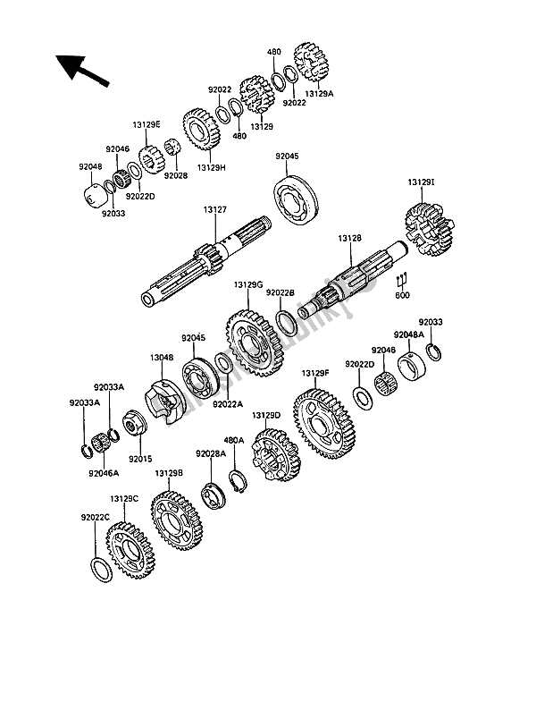 All parts for the Transmission of the Kawasaki 1000 GTR 1990