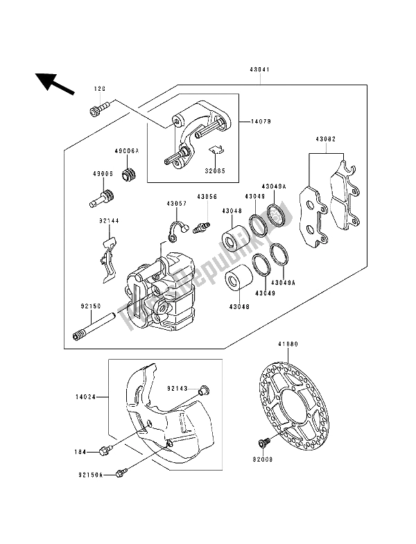 Toutes les pièces pour le étrier Avant du Kawasaki KDX 200 1993