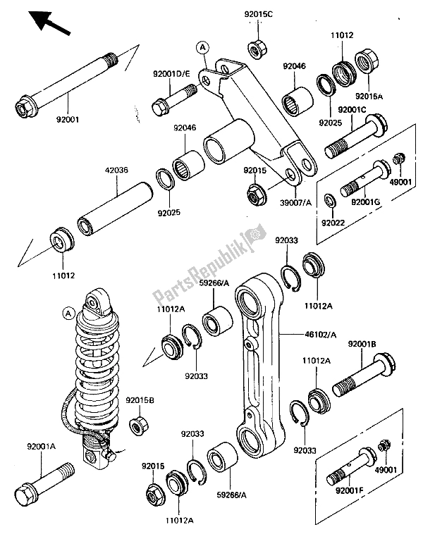 All parts for the Suspension of the Kawasaki KDX 200 1985