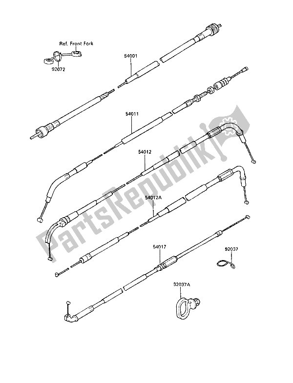 Todas las partes para Cables de Kawasaki GPZ 600R 1987