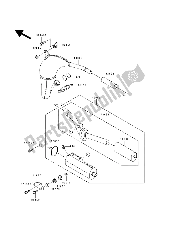 Tutte le parti per il Silenziatore del Kawasaki KX 80 SW LW 1993