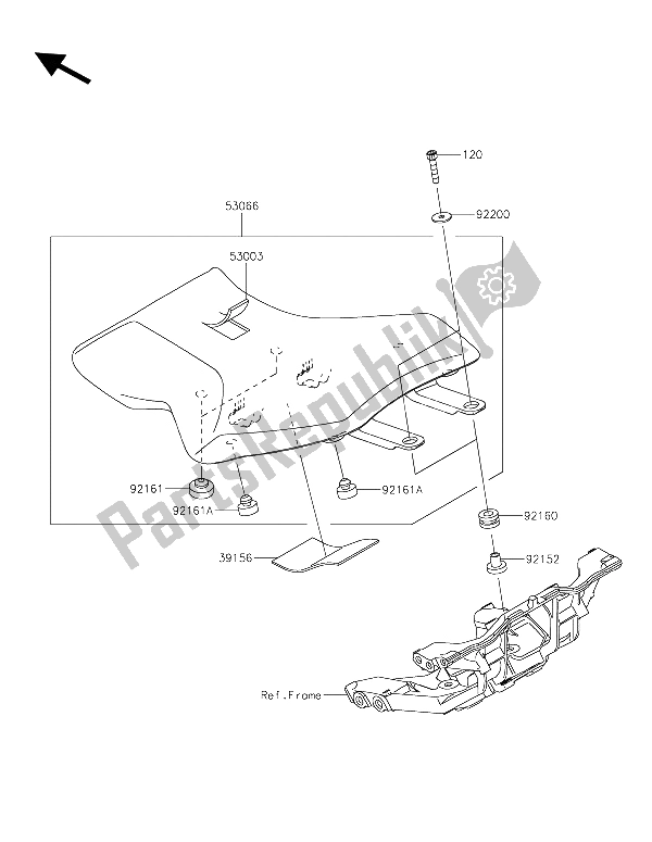 All parts for the Seat of the Kawasaki Ninja H2R 1000 2015