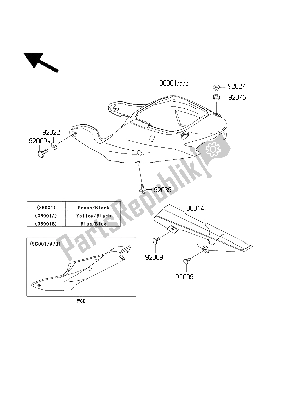 Wszystkie części do Os? Ony Boczne I Os? Ona ? A? Cucha Kawasaki Ninja ZX 6R 600 2001