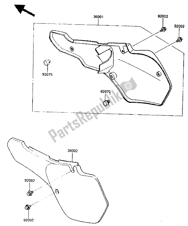 All parts for the Side Cover of the Kawasaki KX 125 1987