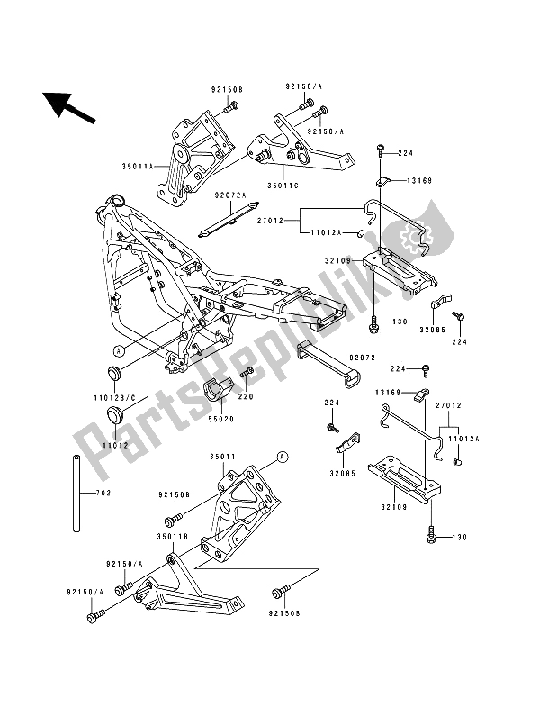 Toutes les pièces pour le Compartiment Des Piles du Kawasaki Zephyr 550 1993
