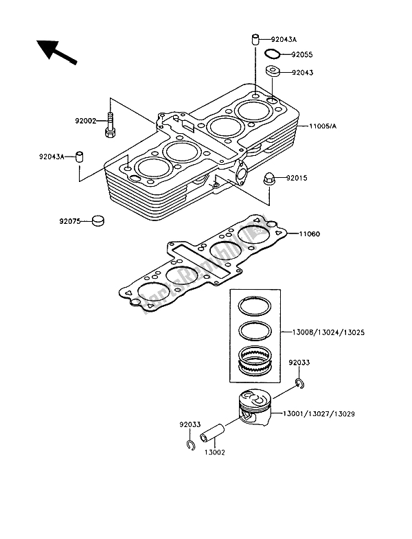 Tutte le parti per il Cilindro E Pistone del Kawasaki GT 550 1993