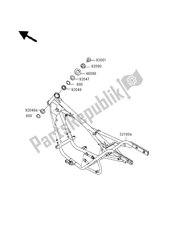 Tutte le parti per il Telaio del Kawasaki Eliminator 125 1999