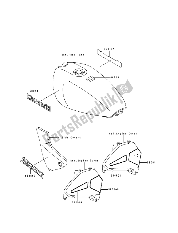 Todas as partes de Decalques do Kawasaki Zephyr 550 1992