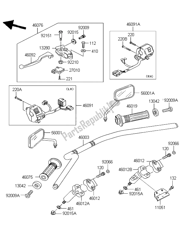 Toutes les pièces pour le Guidon du Kawasaki Eliminator 125 2003