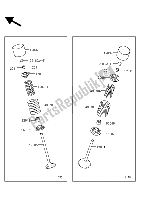 All parts for the Valve(s) of the Kawasaki KLX 250 2013