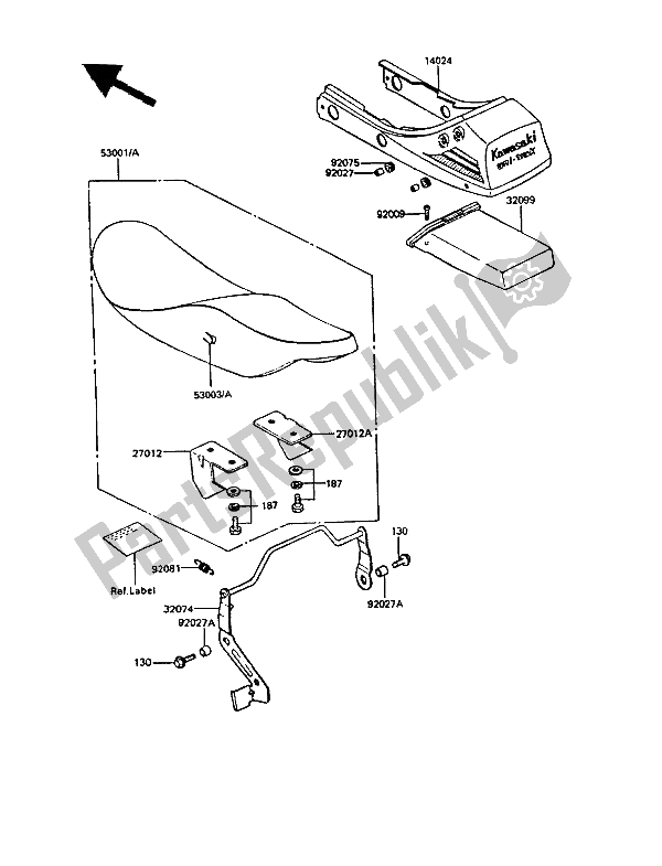 Alle onderdelen voor de Stoel van de Kawasaki GPZ 550 1986