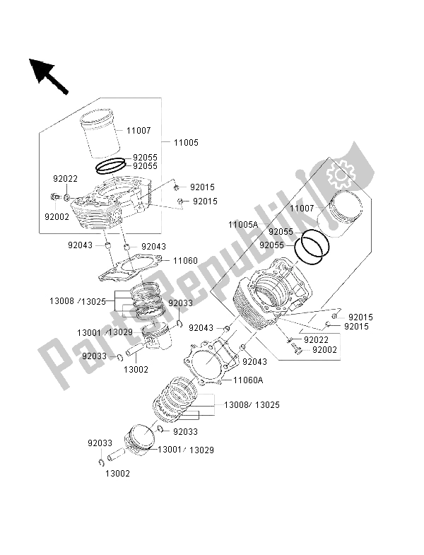 All parts for the Cylinder & Piston of the Kawasaki VN 1500 Drifter 2002