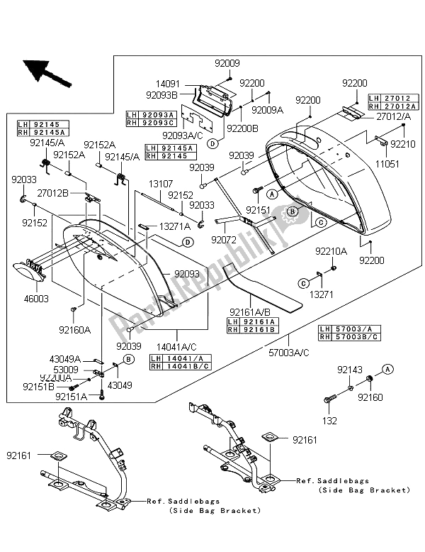 All parts for the Saddle Bags of the Kawasaki VN 1700 Voyager Custom ABS 2012