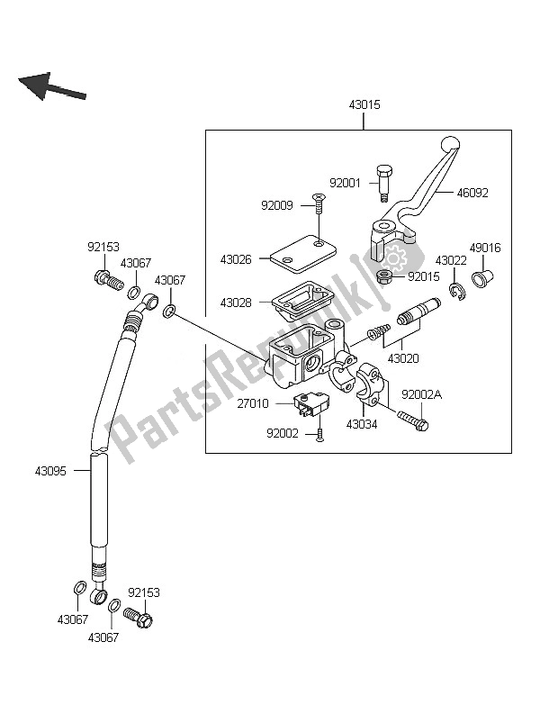 All parts for the Front Master Cylinder of the Kawasaki Eliminator 125 2005