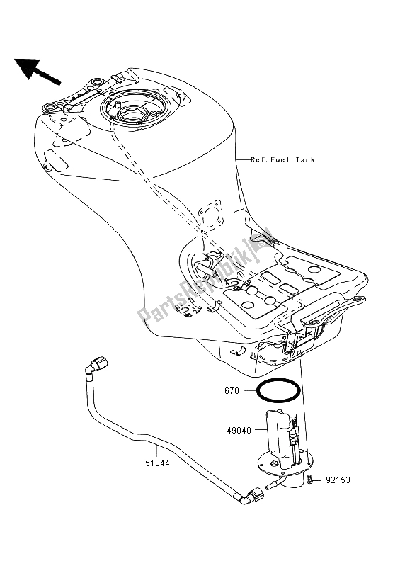 All parts for the Fuel Pump of the Kawasaki ZZR 1400 2006