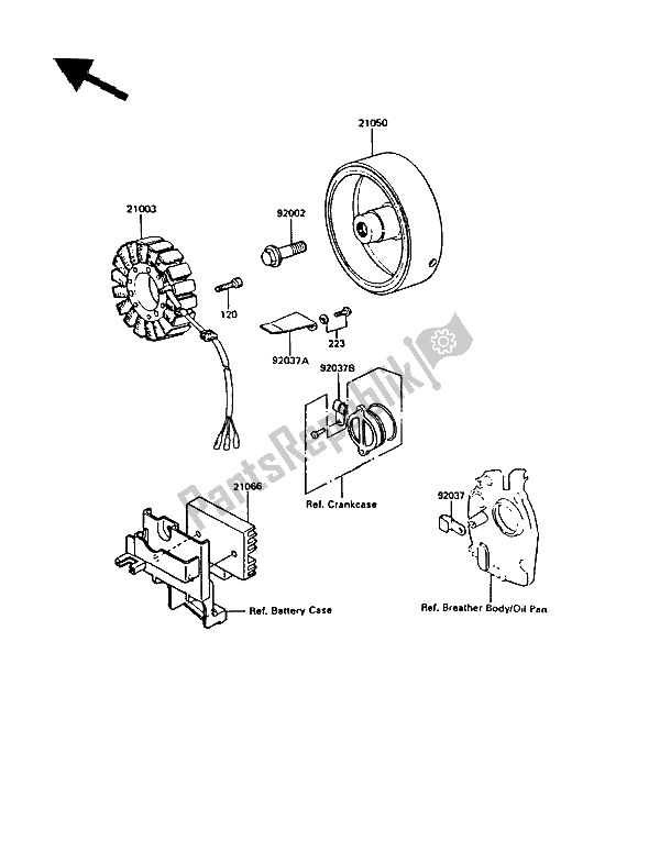 Todas as partes de Gerador do Kawasaki GPZ 550 1987