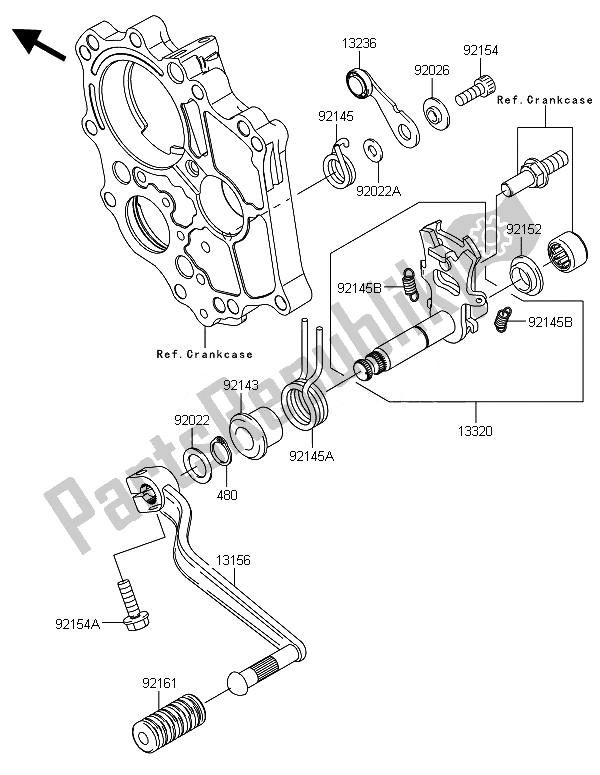 All parts for the Gear Change Mechanism of the Kawasaki ER 6F ABS 650 2014