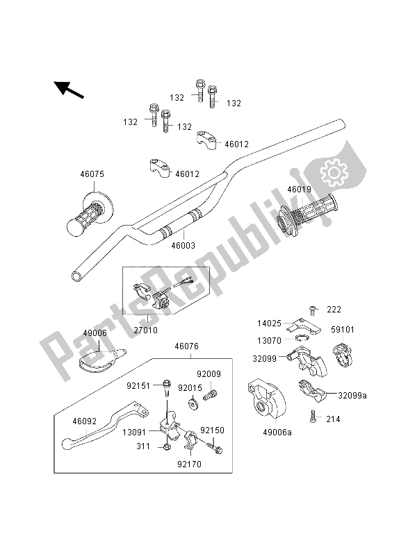 Tutte le parti per il Manubrio del Kawasaki KX 80 SW LW 2000