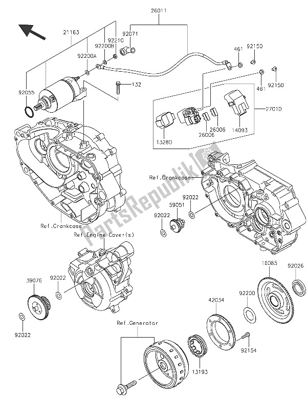 All parts for the Starter Motor of the Kawasaki Ninja 250 SL 2016