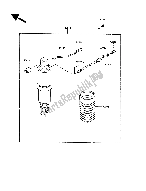 Alle onderdelen voor de Schokdemper van de Kawasaki 1000 GTR 1991
