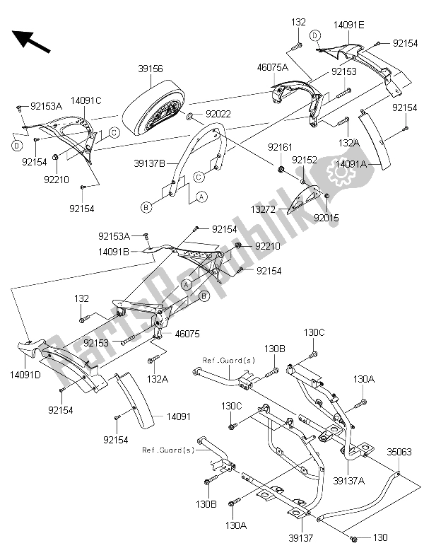 All parts for the Saddlebags (side Bag Bracket) of the Kawasaki Vulcan 1700 Nomad ABS 2015