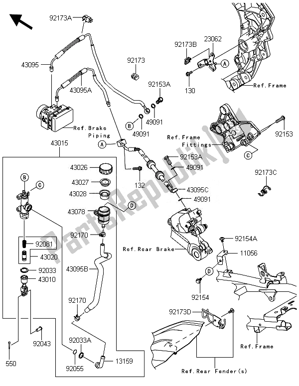 Todas las partes para Cilindro Maestro Trasero de Kawasaki Versys 1000 2014