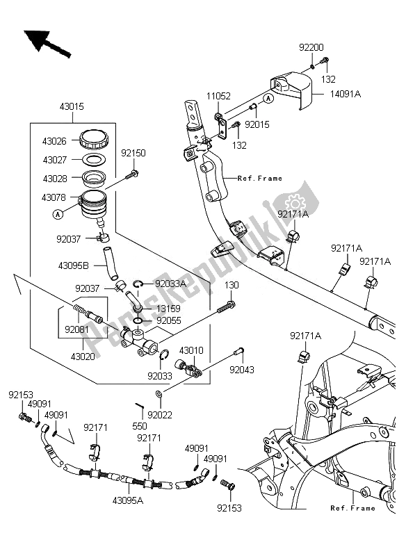 All parts for the Rear Master Cylinder of the Kawasaki VN 900 Custom 2010