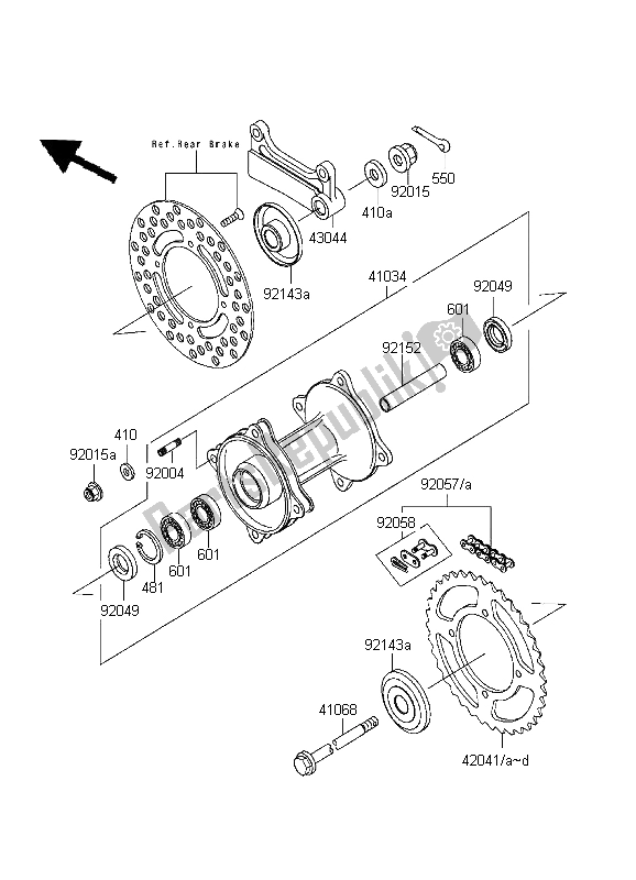 Tutte le parti per il Mozzo Posteriore del Kawasaki KX 80 SW LW 1999