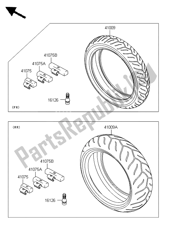 Tutte le parti per il Pneumatici del Kawasaki Z 750 ABS 2009