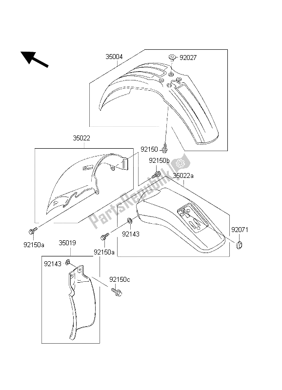 All parts for the Fenders of the Kawasaki KLX 300R 1998