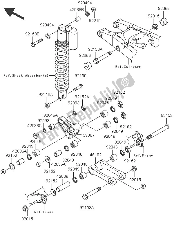 Alle onderdelen voor de Suspensie van de Kawasaki KX 250 2005