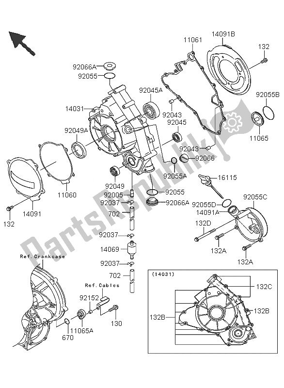 Todas as partes de Tampas De Motor do Kawasaki KFX 700 2005