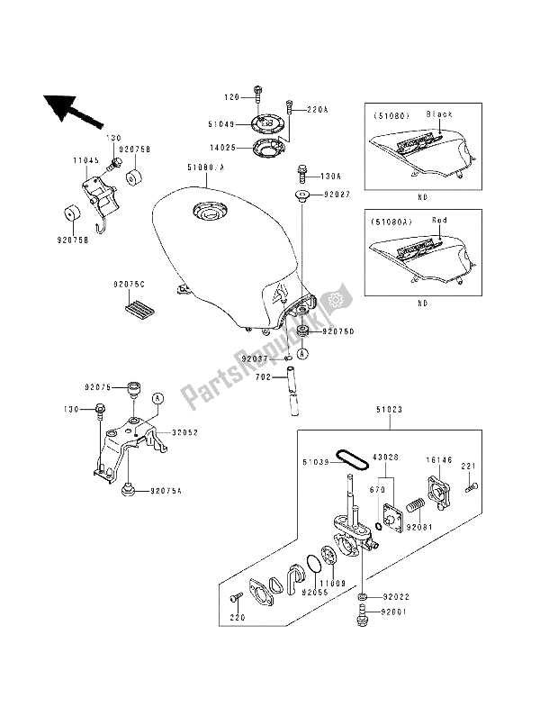 Tutte le parti per il Serbatoio Di Carburante del Kawasaki GPZ 500S 1994