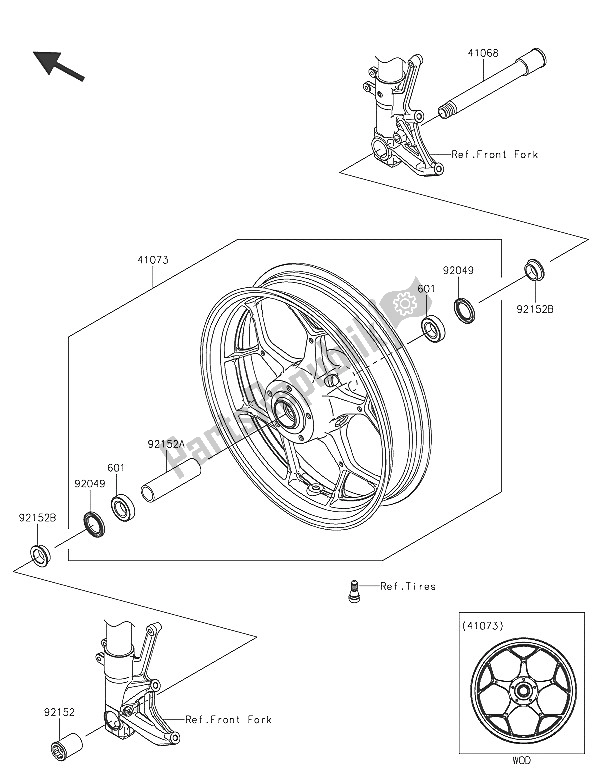 Toutes les pièces pour le Moyeu Avant du Kawasaki ZZR 1400 ABS 2016