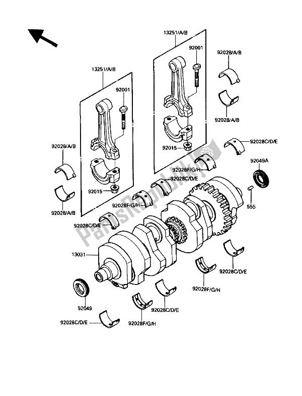 Toutes les pièces pour le Vilebrequin du Kawasaki Voyager XII 1200 1988