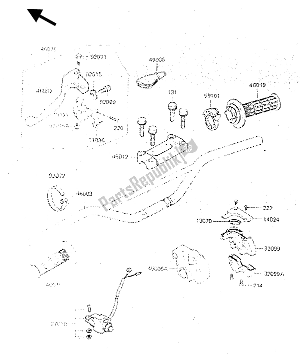 Tutte le parti per il Manubrio del Kawasaki KX 500 1987