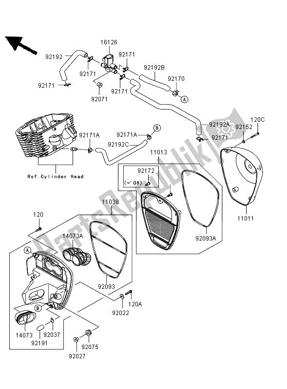 Toutes les pièces pour le Purificateur D'air du Kawasaki VN 900 Classic 2006