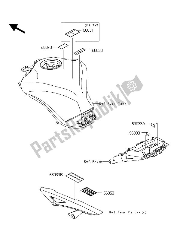 Todas las partes para Etiquetas de Kawasaki Z 1000 2012