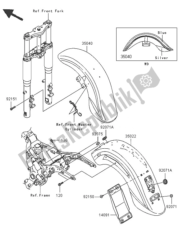 All parts for the Fenders of the Kawasaki VN 1600 Classic Tourer 2005