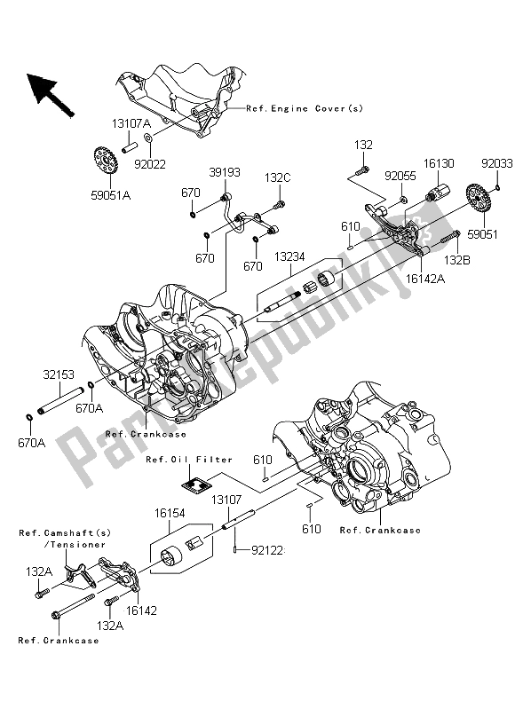 All parts for the Oil Pump of the Kawasaki KFX 450R 2008