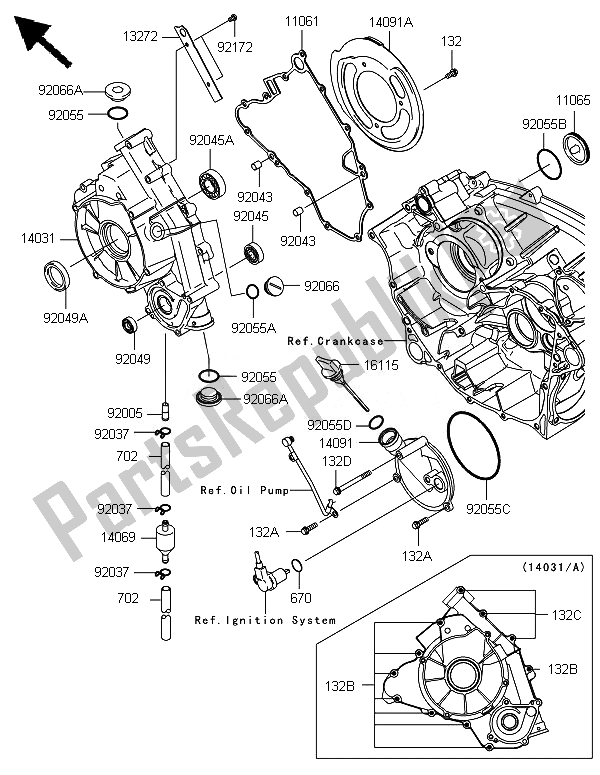 Alle onderdelen voor de Motorkap (pen) van de Kawasaki Brute Force 650 4X4I 2014