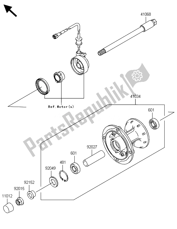 All parts for the Front Hub of the Kawasaki KLX 250 2014