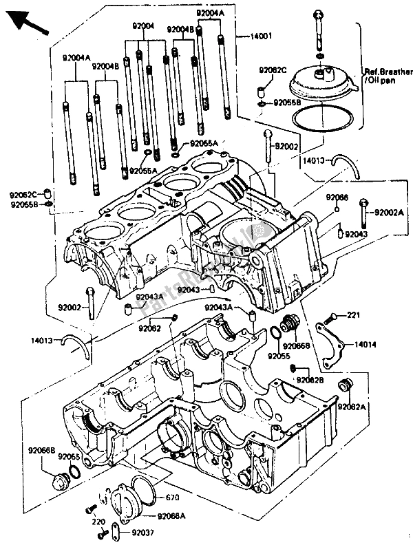 Todas las partes para Caja Del Cigüeñal de Kawasaki GPZ 750 1987