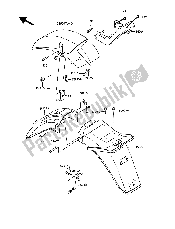 Toutes les pièces pour le Ailes du Kawasaki GPZ 900R 1987