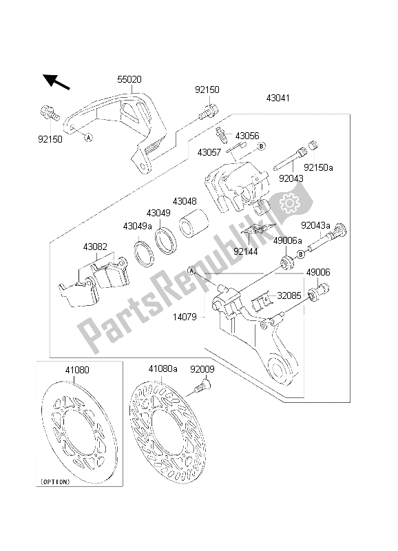 Tutte le parti per il Freno Posteriore del Kawasaki KX 500 1998