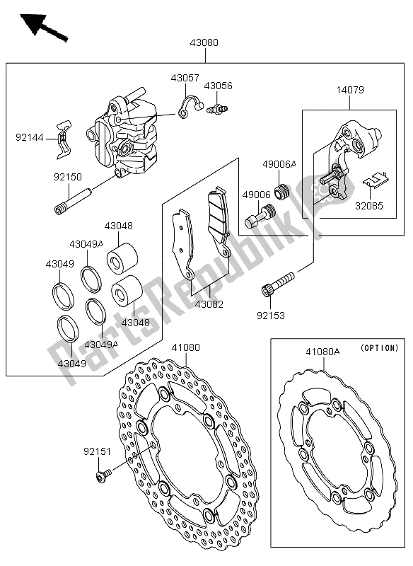 Alle onderdelen voor de Voor Rem van de Kawasaki KX 250F 2011