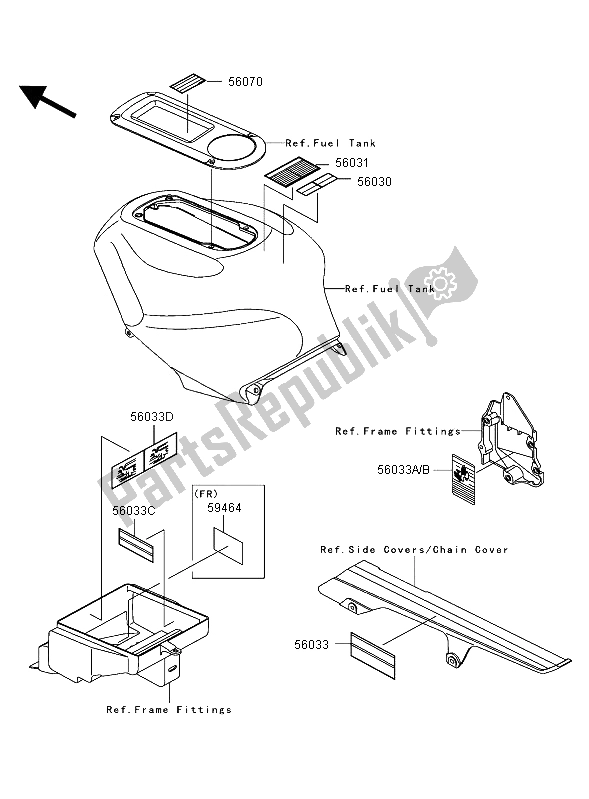 All parts for the Labels of the Kawasaki Ninja ZX 12R 1200 2004