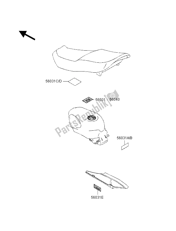 Tutte le parti per il Etichette del Kawasaki ZZ R 600 1998