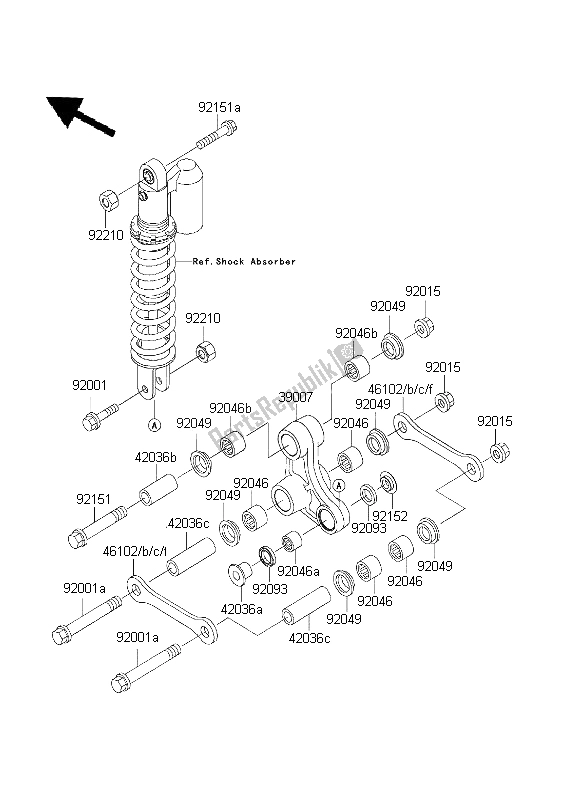 All parts for the Rear Suspension of the Kawasaki KX 65 2003