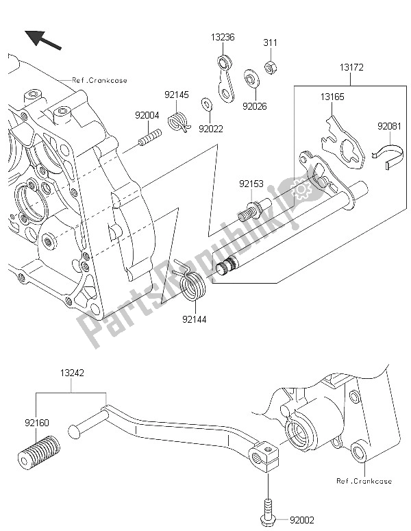 Tutte le parti per il Meccanismo Di Cambio Marcia del Kawasaki D Tracker 150 2016